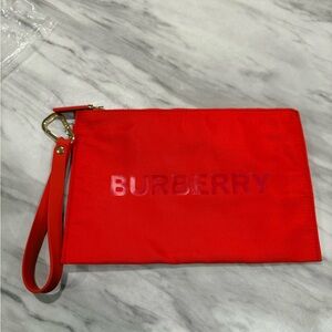 Burberry Vibrant Red Pouch with Gold Accent